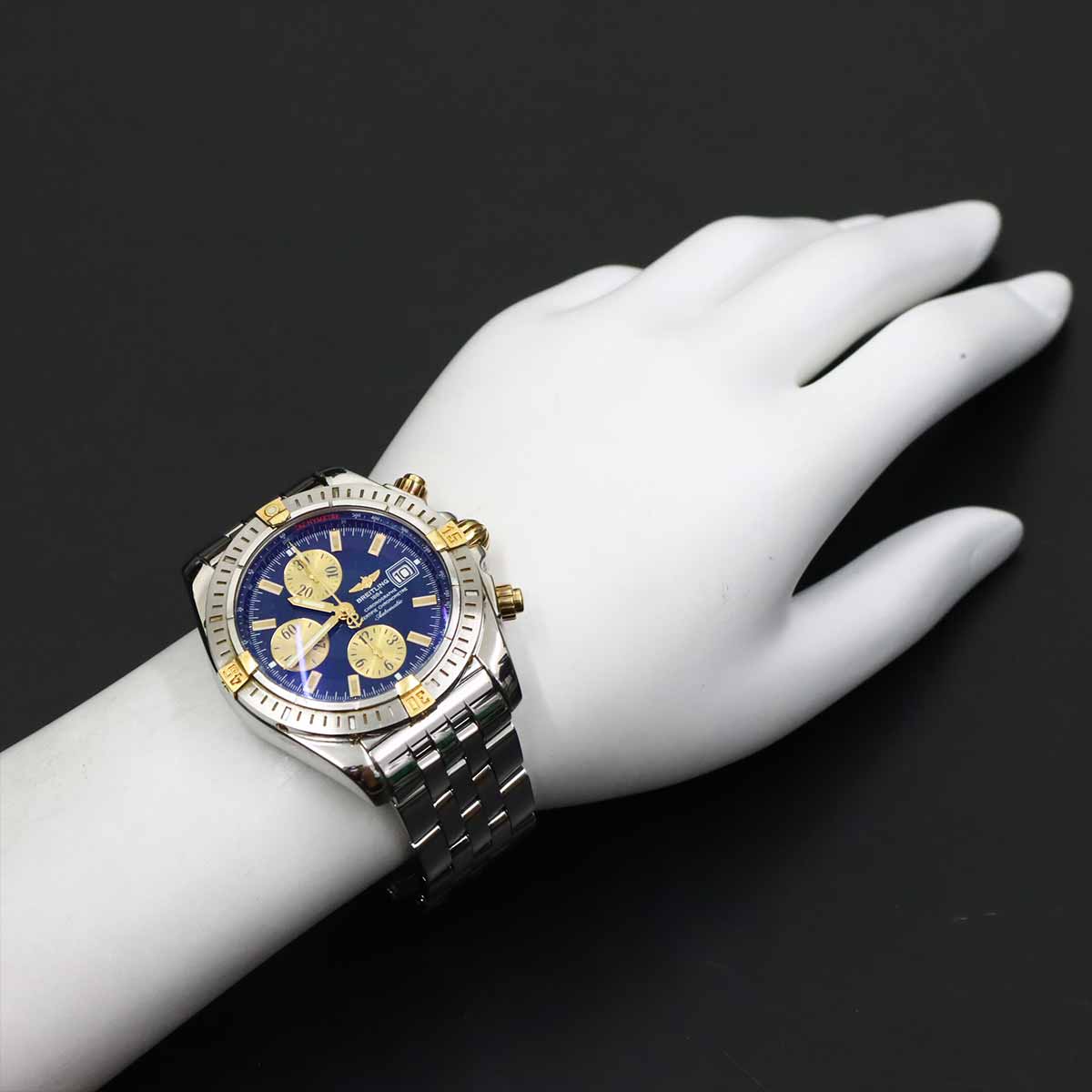 Chonomat Evolution B13356 Yellow Gold Blue Dial Mens