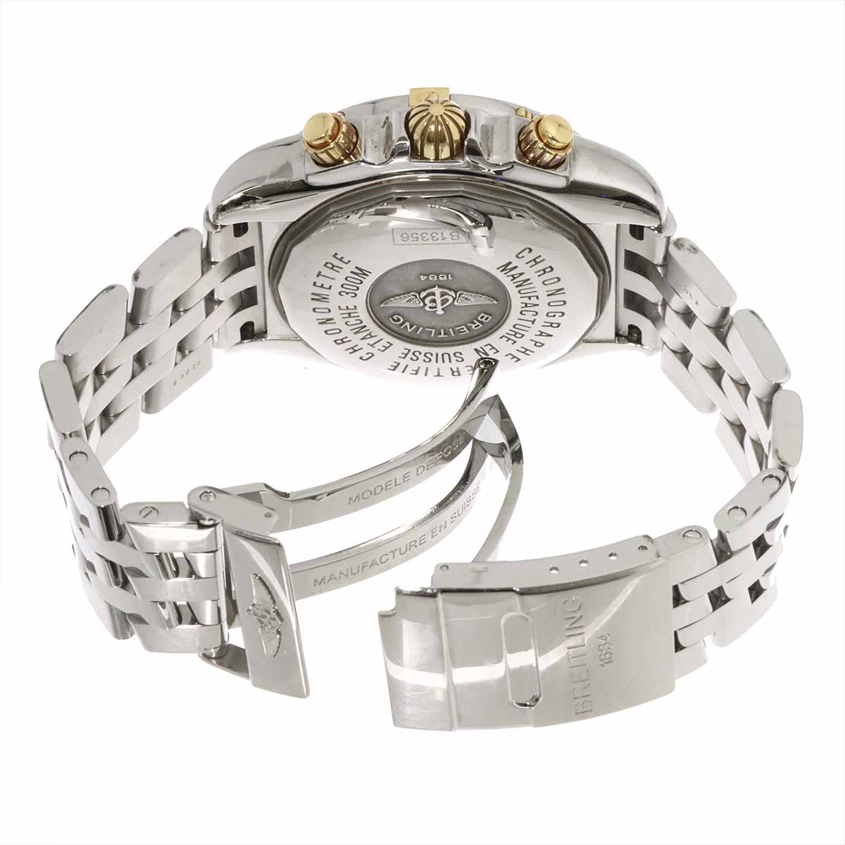 Chonomat Evolution B13356 Yellow Gold Blue Dial Mens