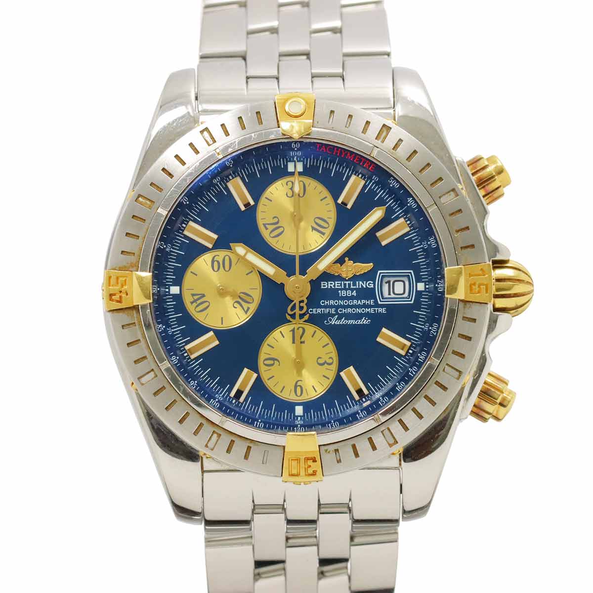 Chonomat Evolution B13356 Yellow Gold Blue Dial Mens