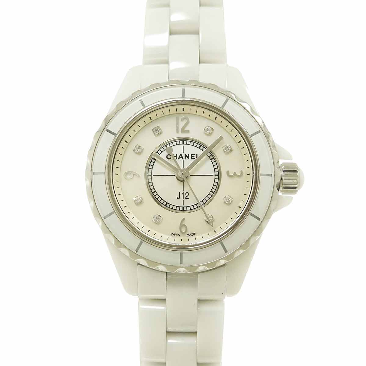 J12 H2570 29mm 8P Diamond Quartz White Shell Dial Ladies Watch