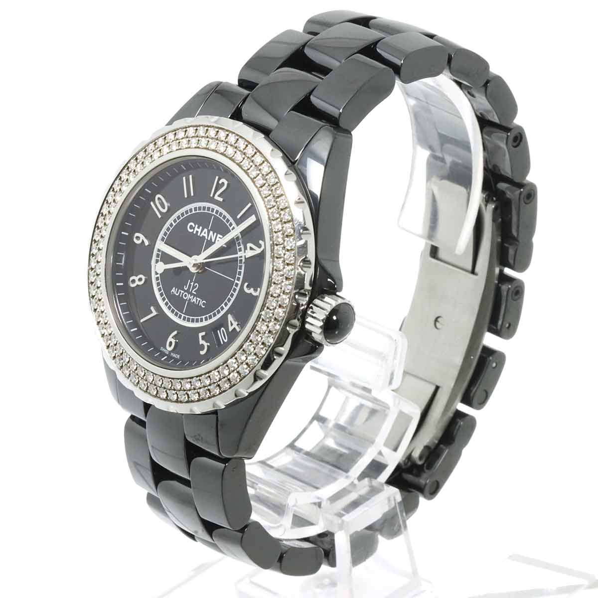 J12 38mm H0950 Bezel Diamond Automatic Black Dial Mens Watch