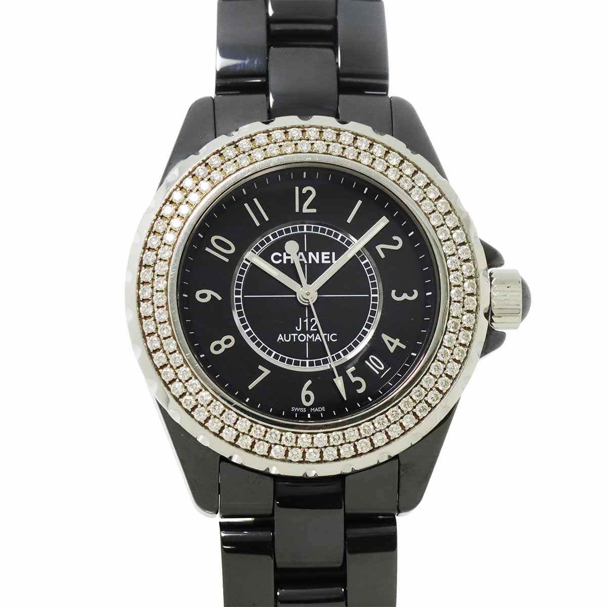 J12 38mm H0950 Bezel Diamond Automatic Black Dial Mens Watch