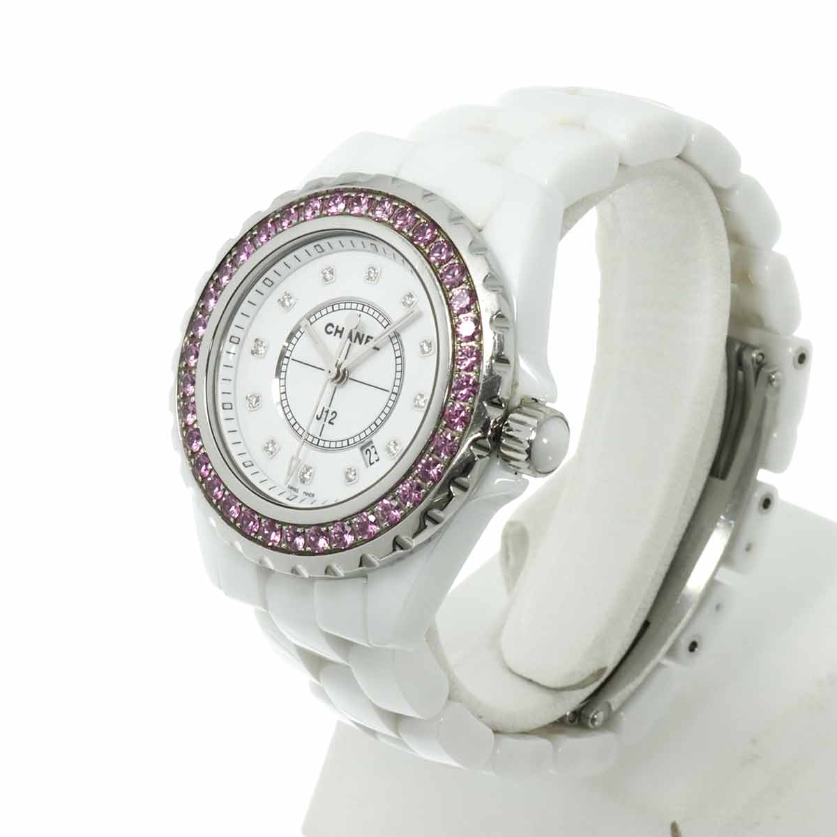 J12 33mm H2010 12P Diamond Pink Sapphire Quartz Watch
