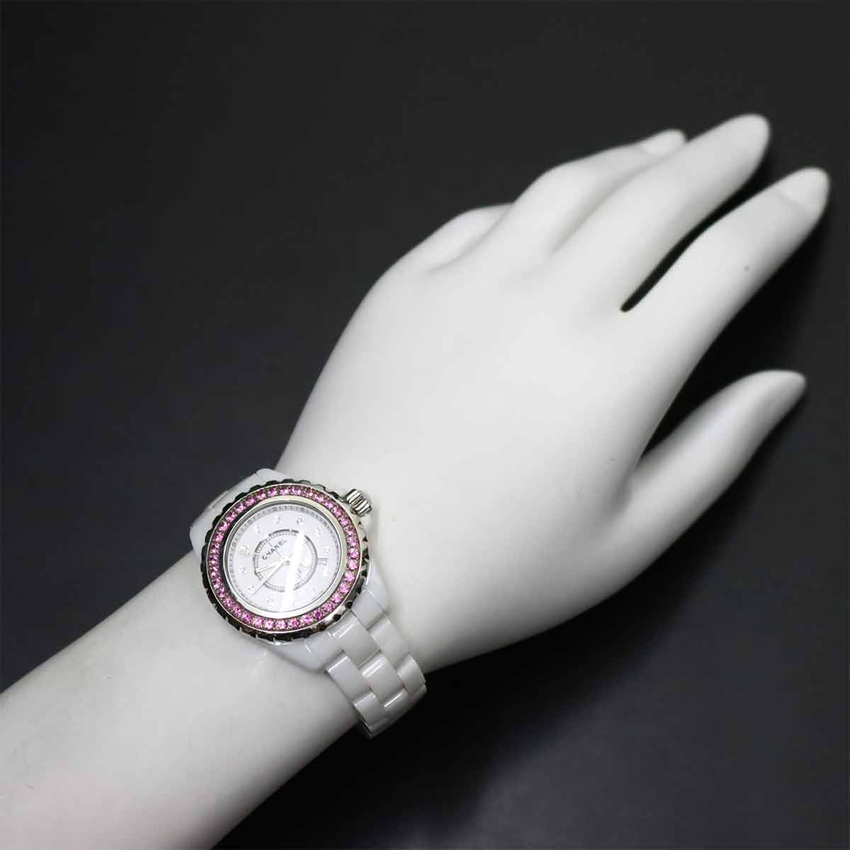 J12 33mm H2010 12P Diamond Pink Sapphire Quartz Watch