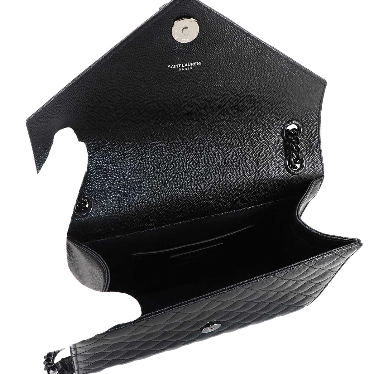 Envelope Medium Chain Shoulder Bag Leather Noir 600185