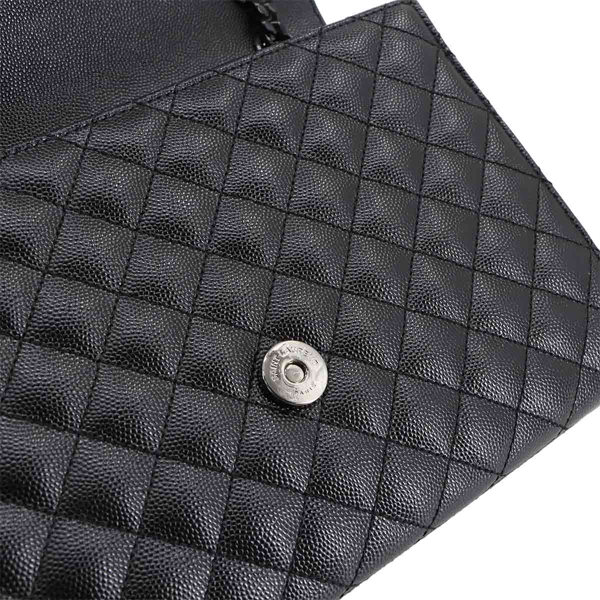 Envelope Medium Chain Shoulder Bag Leather Noir 600185