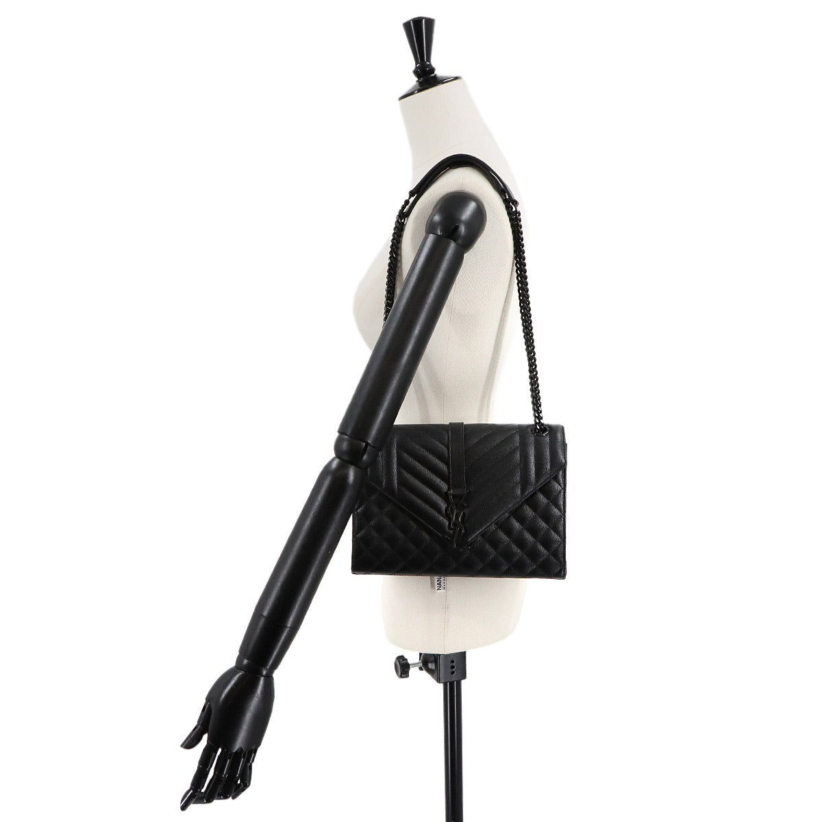 Envelope Medium Chain Shoulder Bag Leather Noir 600185