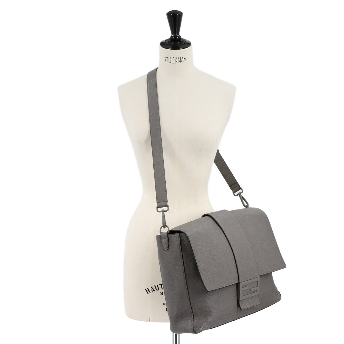 Baguette Shoulder Messenger Bag Leather Gray 7VA536 Purse