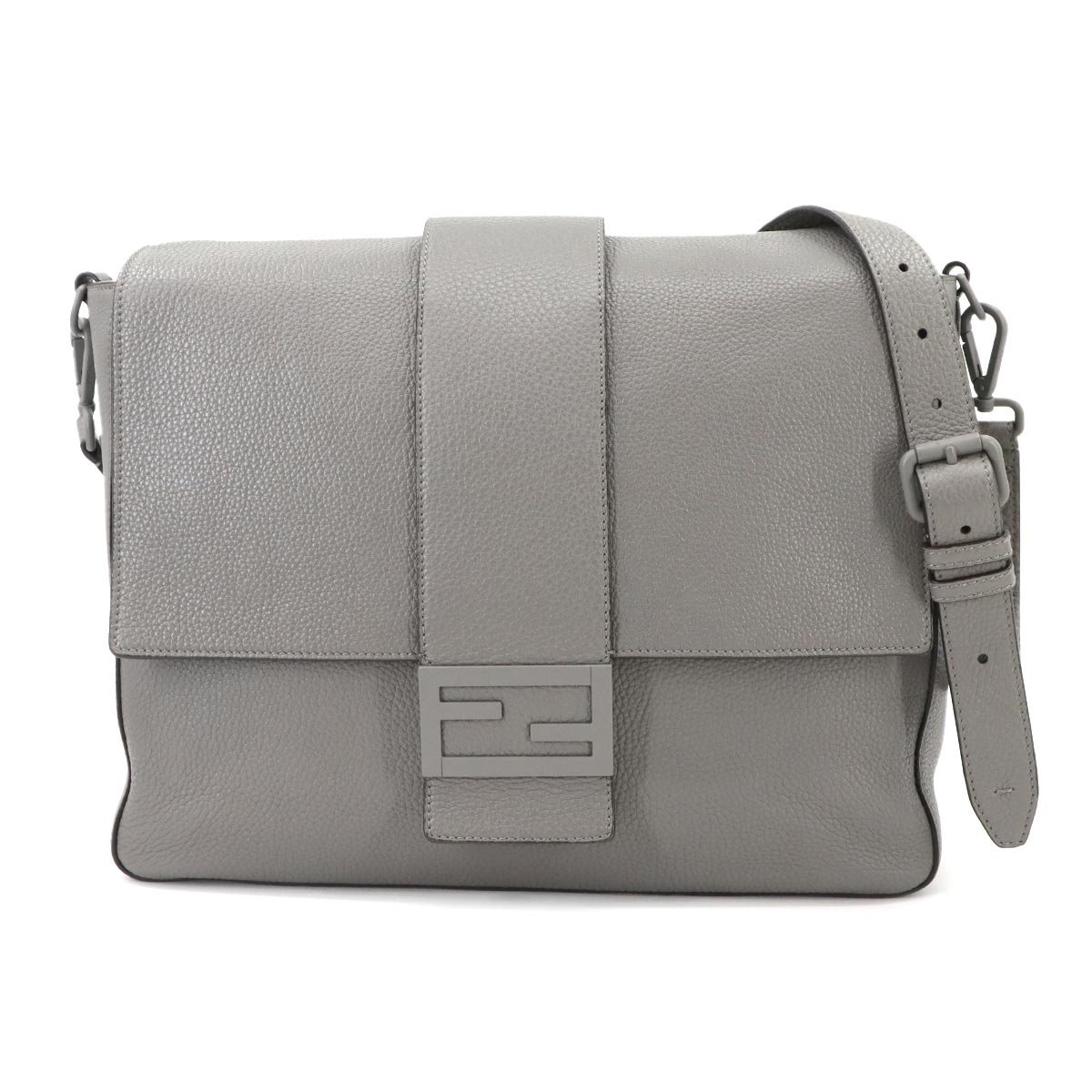 Baguette Shoulder Messenger Bag Leather Gray 7VA536 Purse