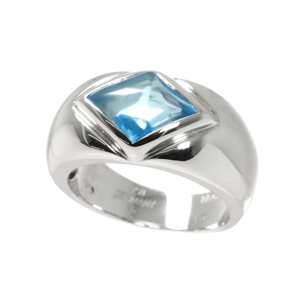 Blue Topaz Ring 18K WG 750 size56 7.25(US)