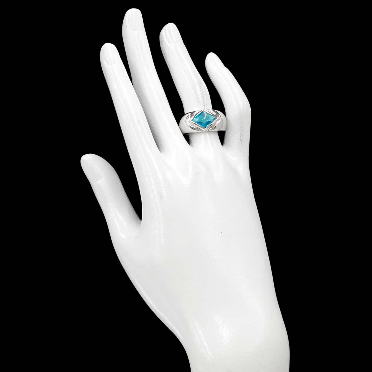 Blue Topaz Ring 18K WG 750 size56 7.25(US)