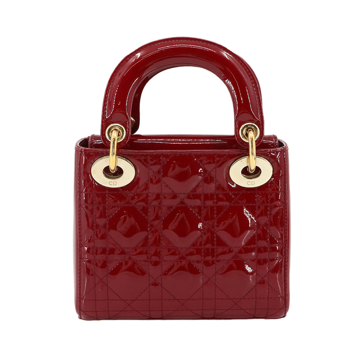Lady Dior Mini Hand Shoulder Bag Patent leather Red