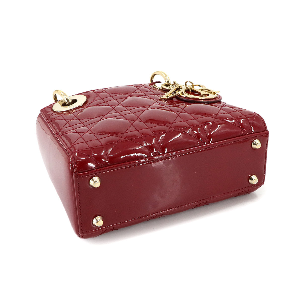 Lady Dior Mini Hand Shoulder Bag Patent leather Red