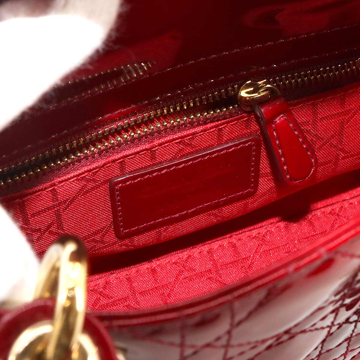 Lady Dior Mini Hand Shoulder Bag Patent leather Red