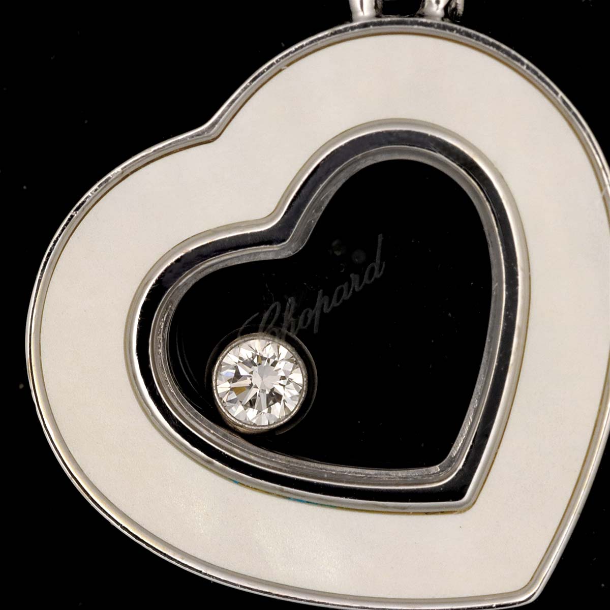 Happy Diamond Mother of Pearl Heart Necklace 18K WG 750