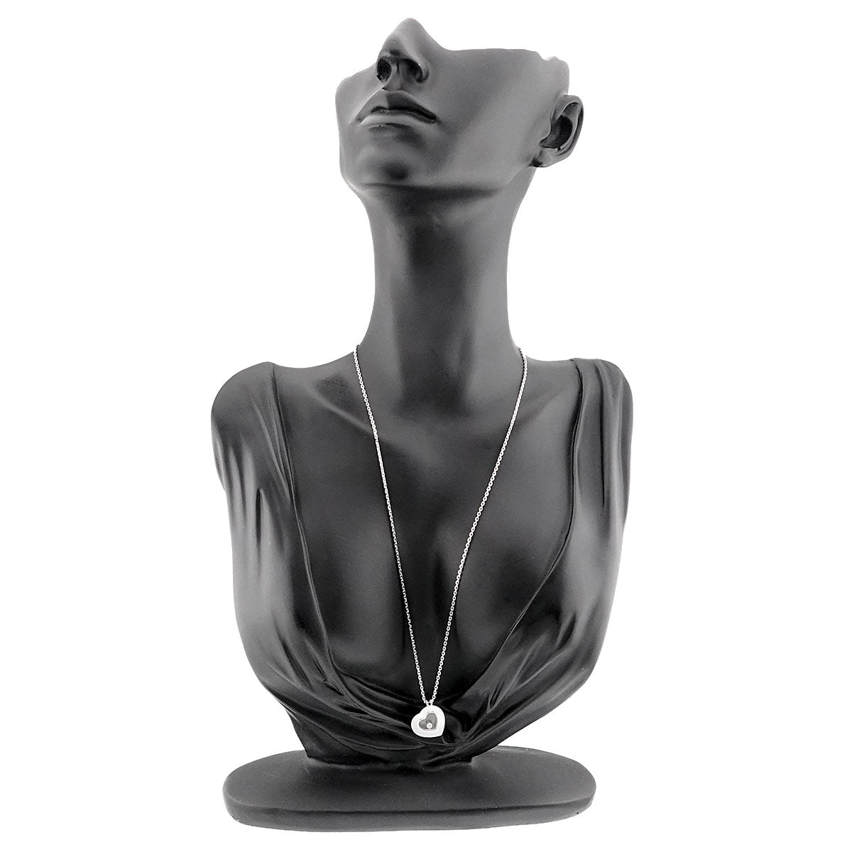 Happy Diamond Mother of Pearl Heart Necklace 18K WG 750