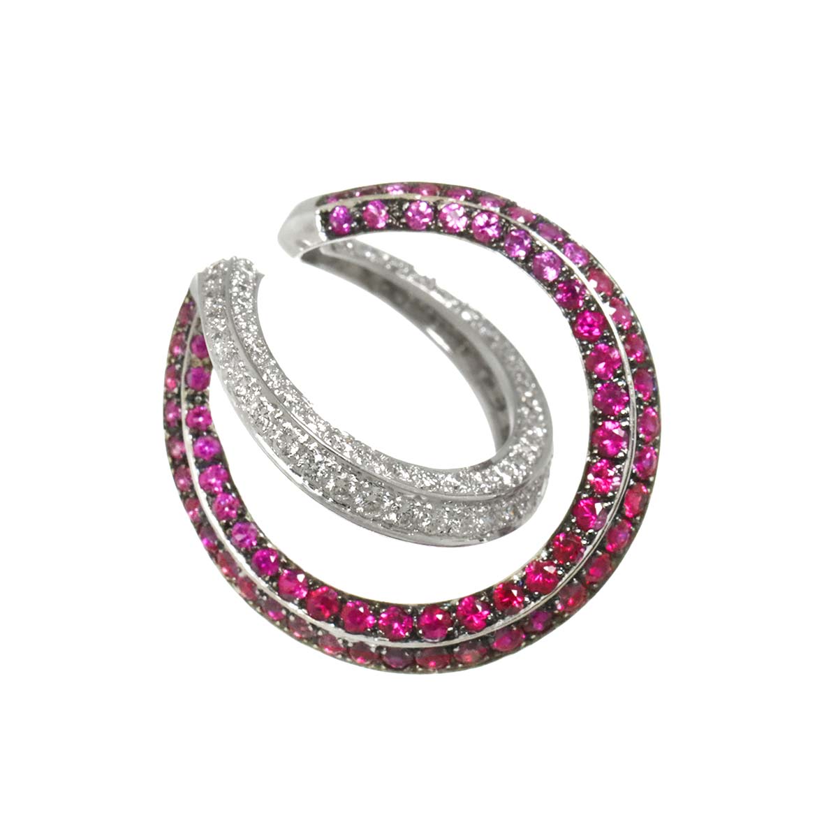 Ruby 0.90ct Diamond 0.43ct Pendant Top 18K WG 750