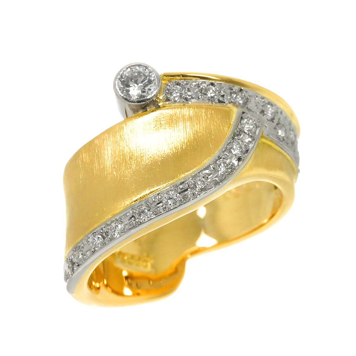 Diamond 0.27ct Ring 18K YG 750 Pt size3.75(US)