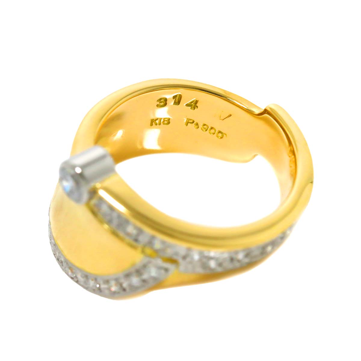 Diamond 0.27ct Ring 18K YG 750 Pt size3.75(US)