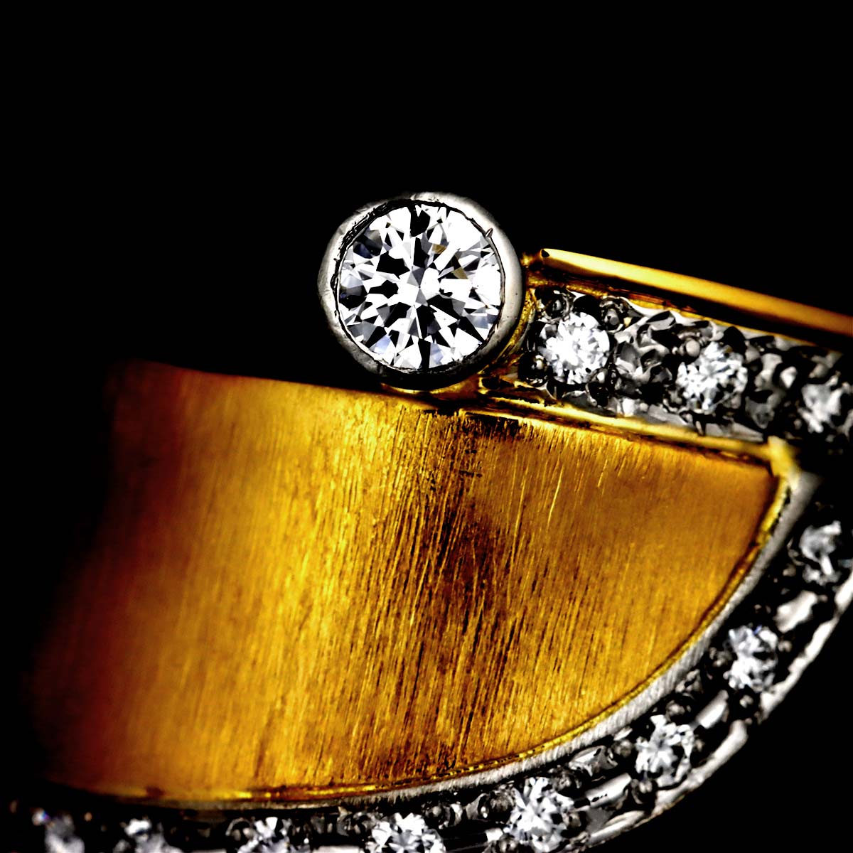 Diamond 0.27ct Ring 18K YG 750 Pt size3.75(US)