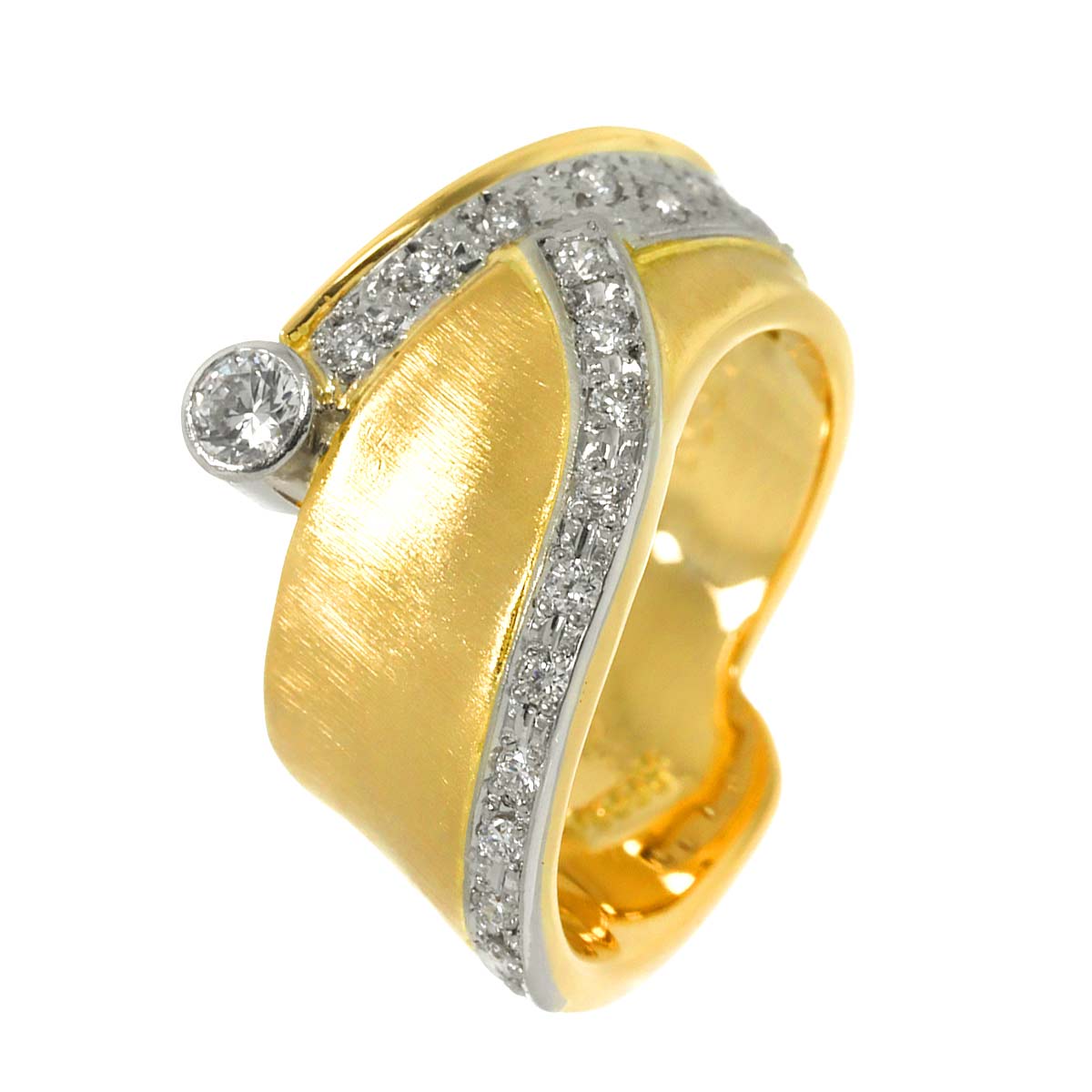 Diamond 0.27ct Ring 18K YG 750 Pt size3.75(US)