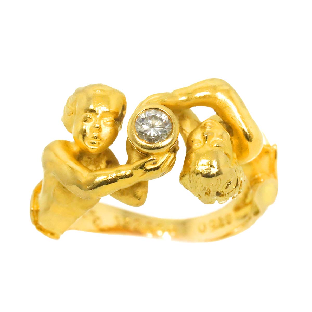 Diamond Ring 18K YG 750 Size6.75(US)