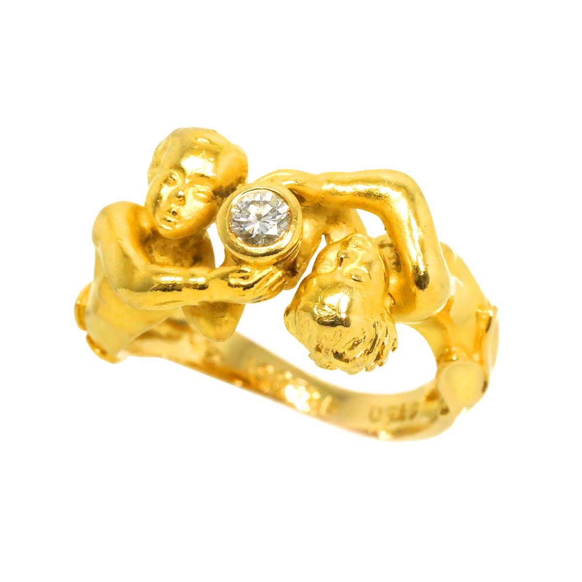 Diamond Ring 18K YG 750 Size6.75(US)