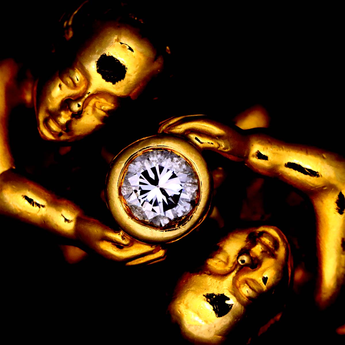 Diamond Ring 18K YG 750 Size6.75(US)