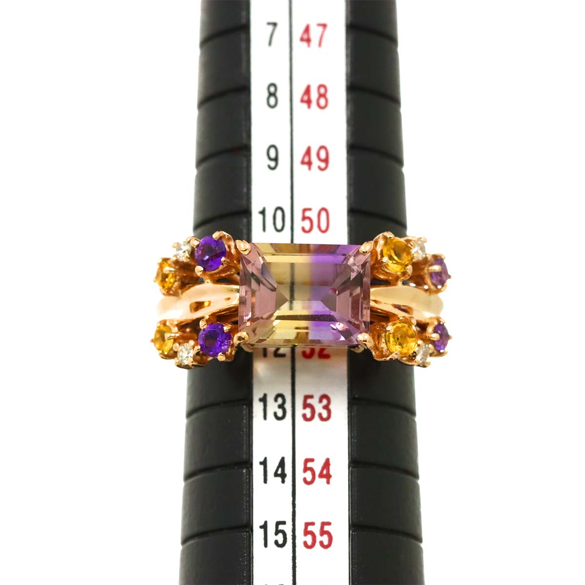 Ametrine 2.39ct Multi Stone Ring 18K PG size5.75-6(US)
