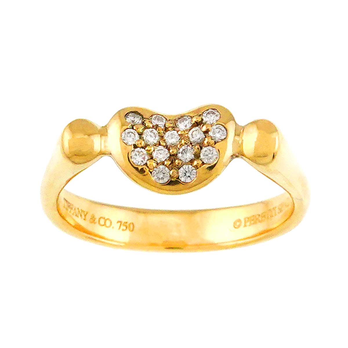 Bean Diamond Ring 18K Yellow Gold 750 Size5.5-5.75(US)