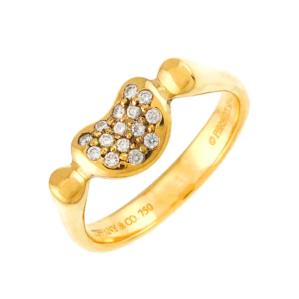 Bean Diamond Ring 18K Yellow Gold 750 Size5.5-5.75(US)