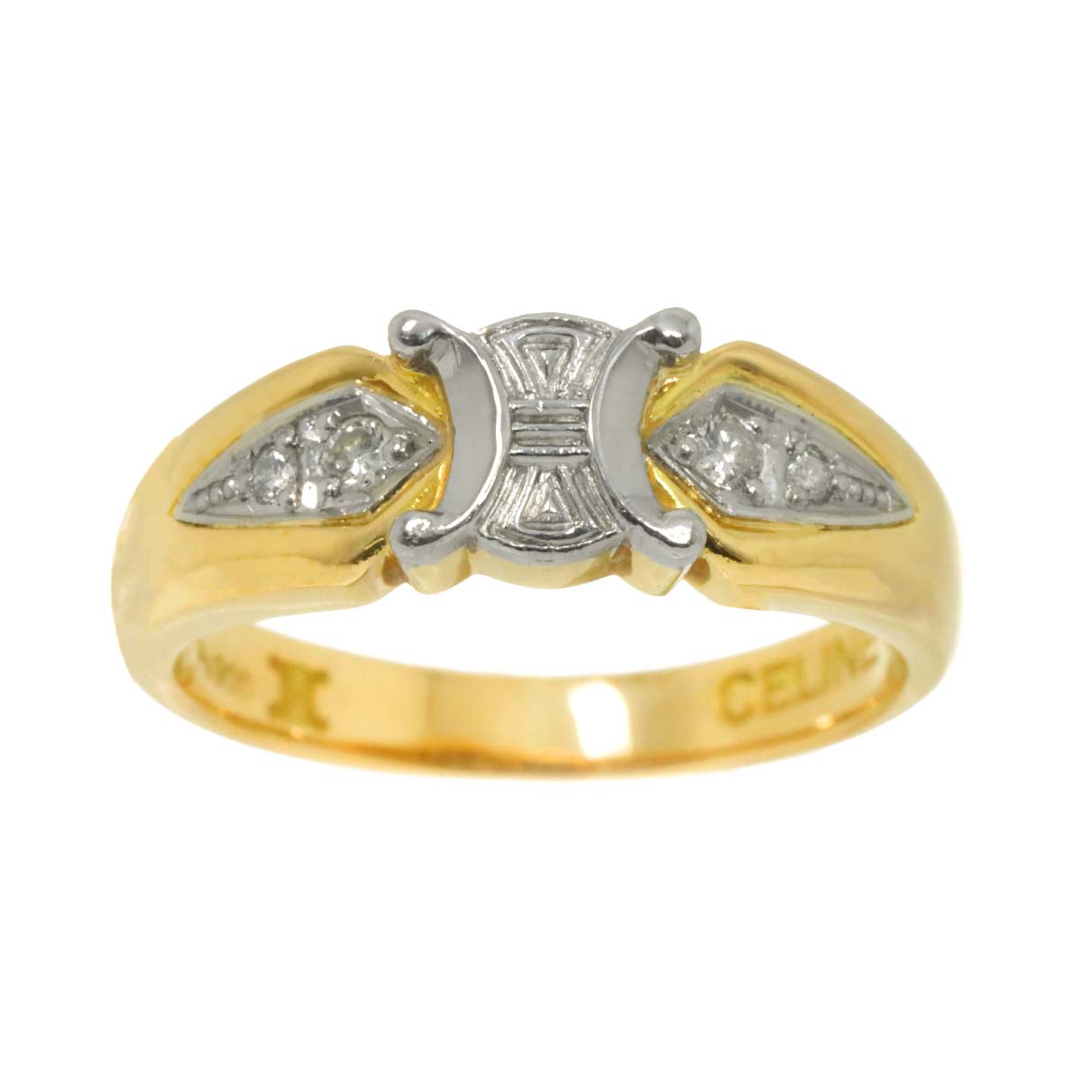 Triomphe Diamond 0.06ct Ring 18K YG 750 Pt size5.25(US)