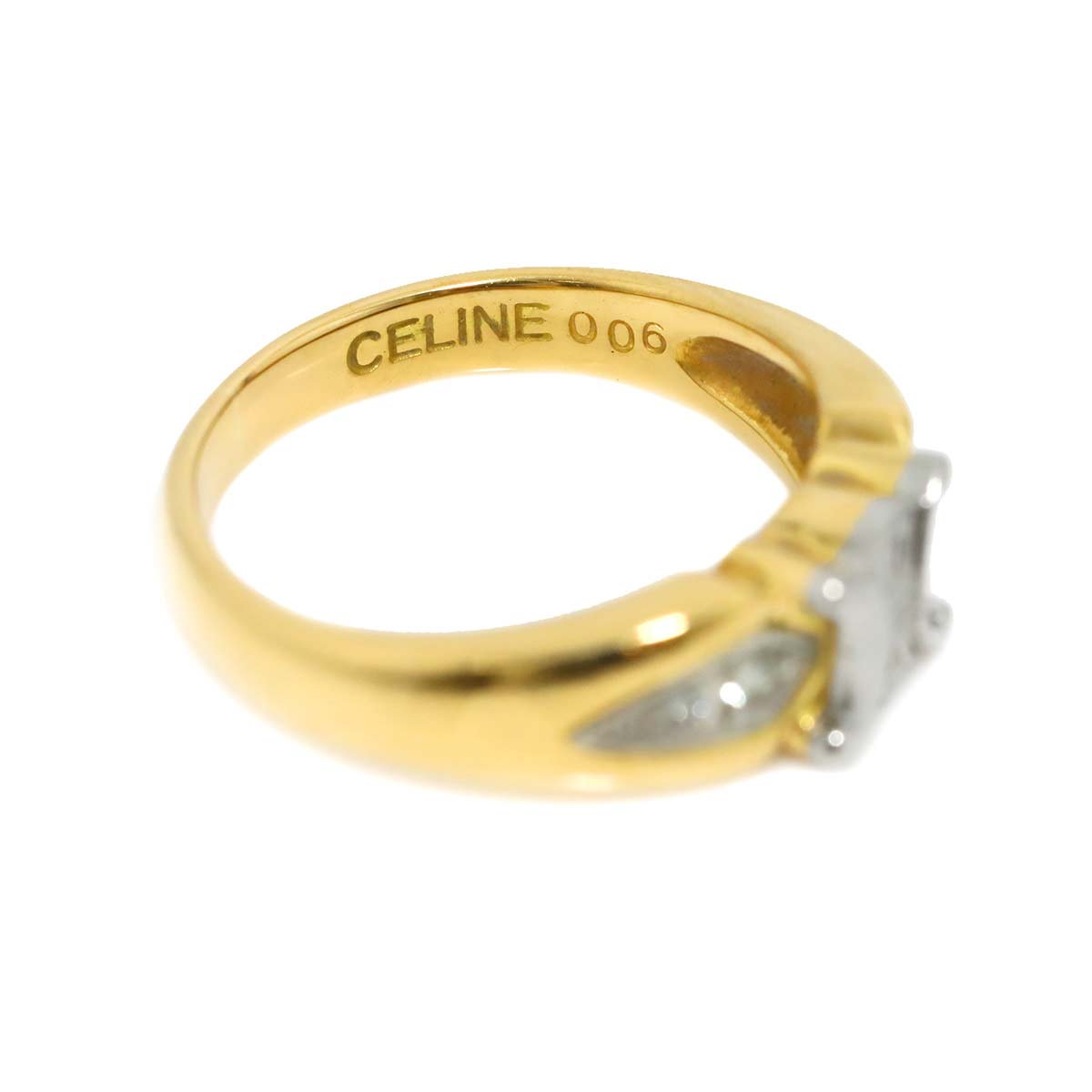 Triomphe Diamond 0.06ct Ring 18K YG 750 Pt size5.25(US)