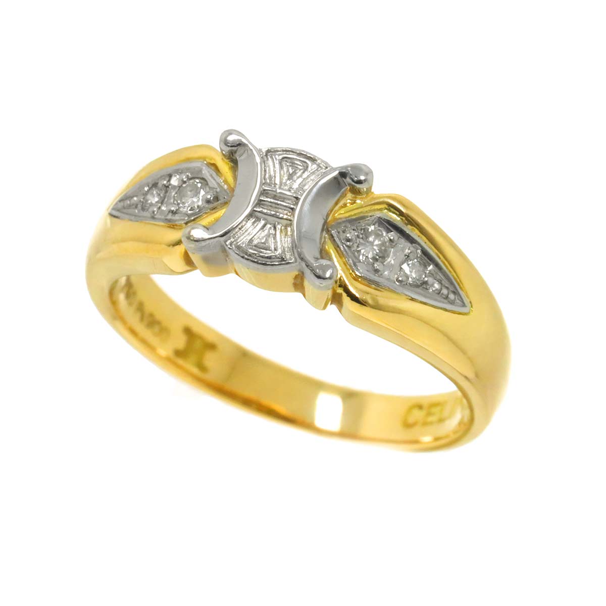 Triomphe Diamond 0.06ct Ring 18K YG 750 Pt size5.25(US)