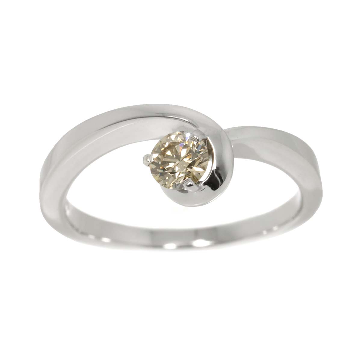 Brown Diamond 0.30ct Ring 18K White Gold size6.75(US)