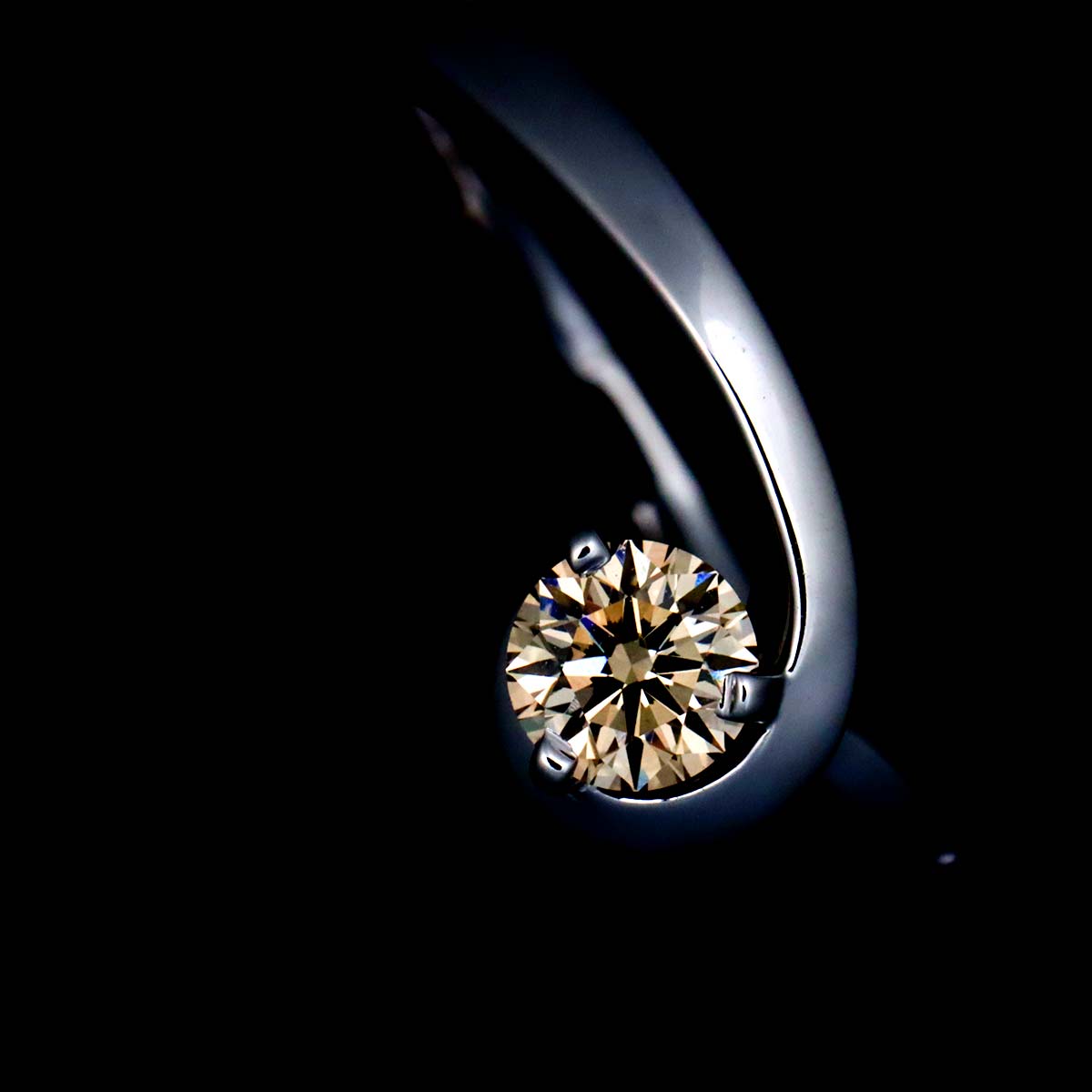 Brown Diamond 0.30ct Ring 18K White Gold size6.75(US)