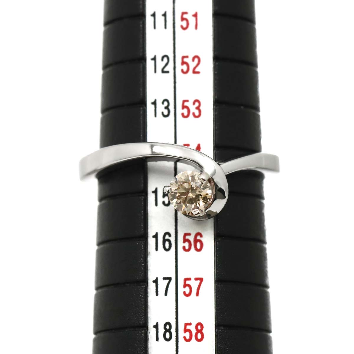 Brown Diamond 0.30ct Ring 18K White Gold size6.75(US)