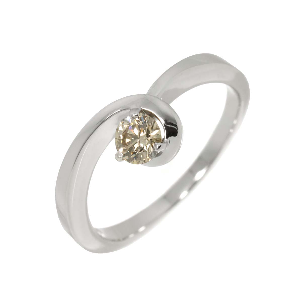Brown Diamond 0.30ct Ring 18K White Gold size6.75(US)