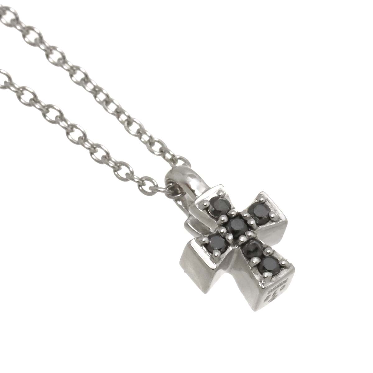 Cross motif Diamond 0.12ct Necklace 18K White Gold 750