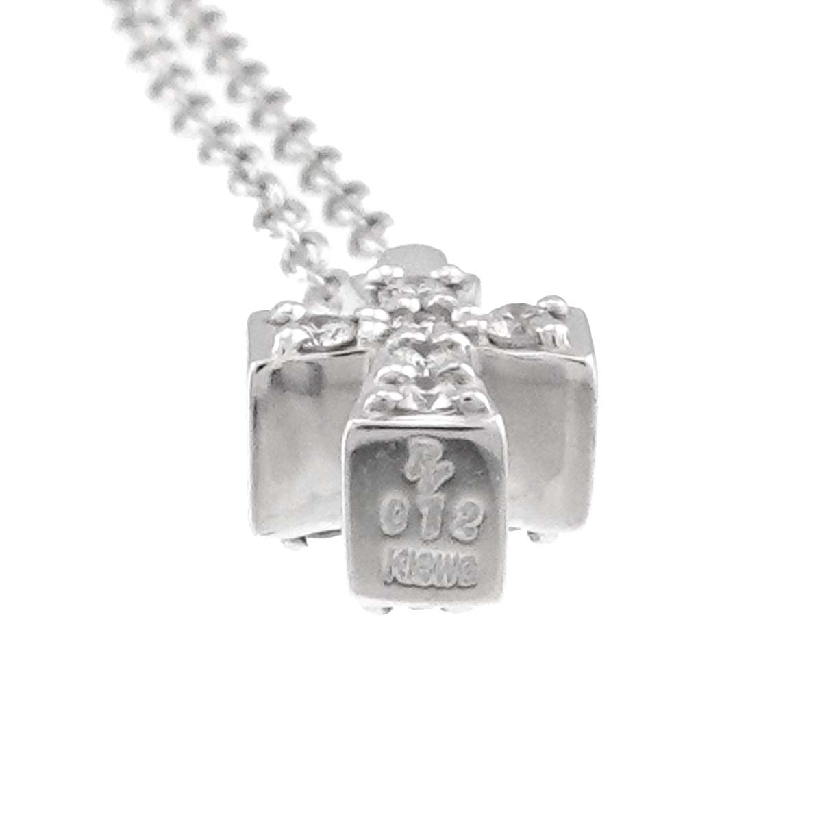 Cross motif Diamond 0.12ct Necklace 18K White Gold 750