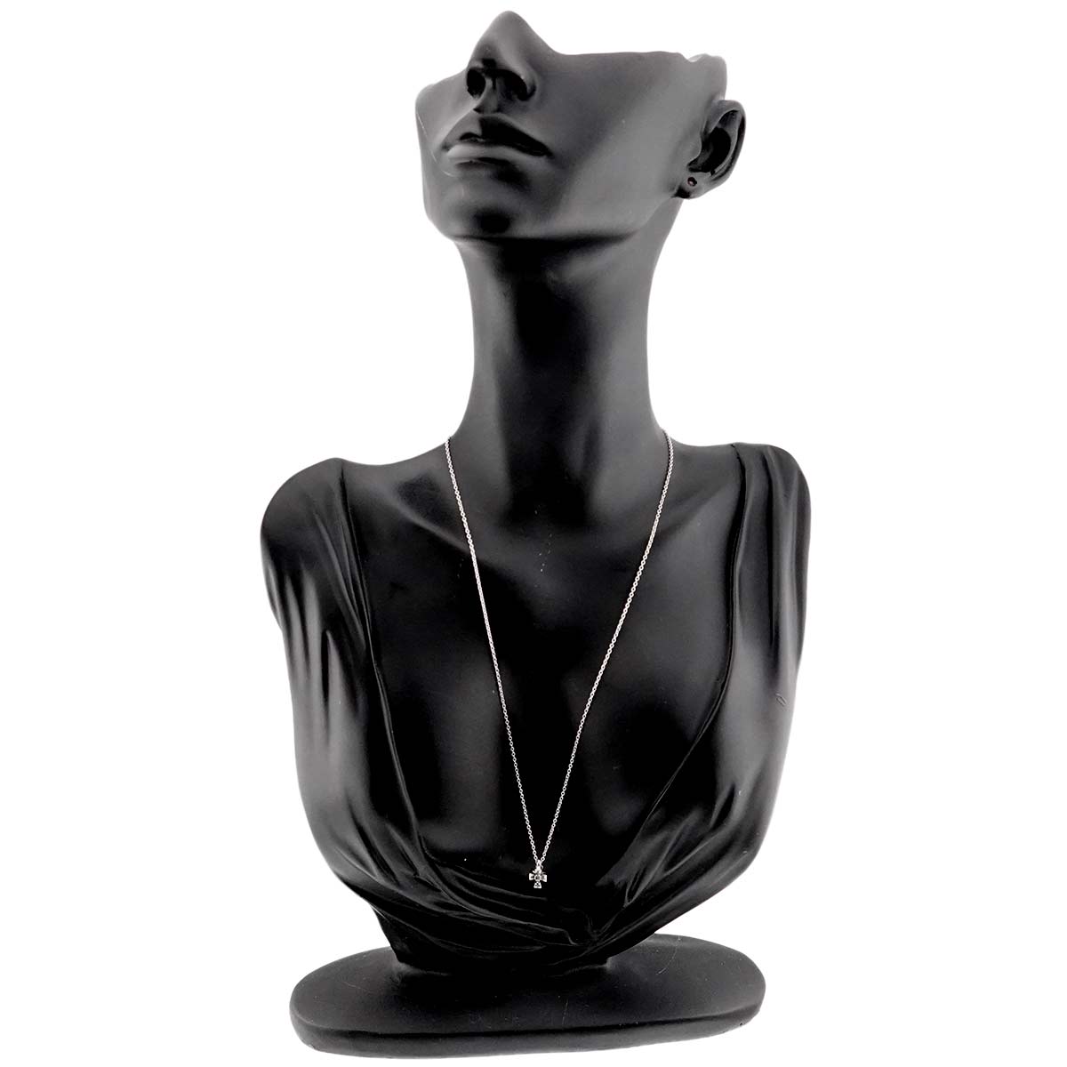 Cross motif Diamond 0.12ct Necklace 18K White Gold 750