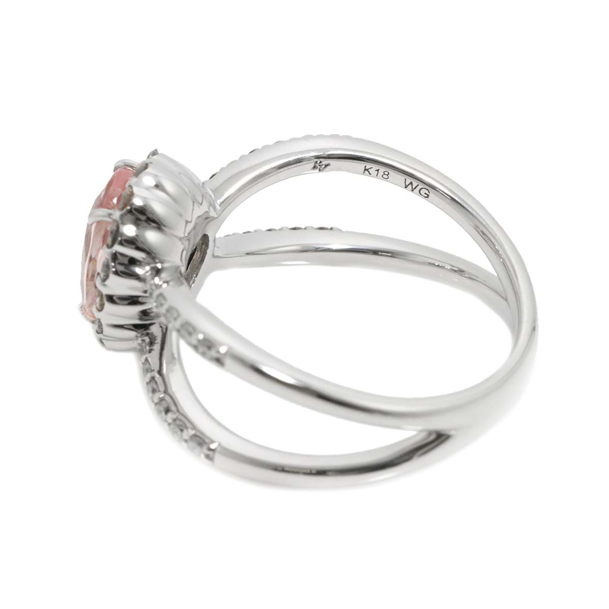 Morganite 1.33ct Diamond 0.36ct Ring 18K WG 750 5.25(US)