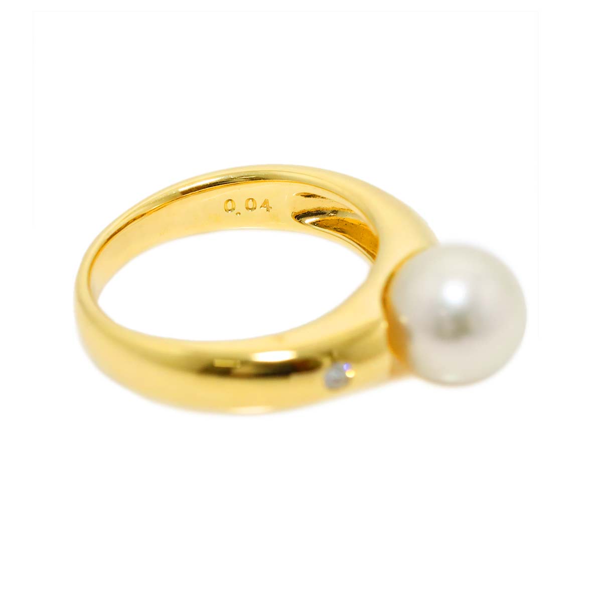 TASAKI Akoya Pearl 8.5mm Diamond 0.04ct Ring 18K YG 750 6.25-6.5(US)