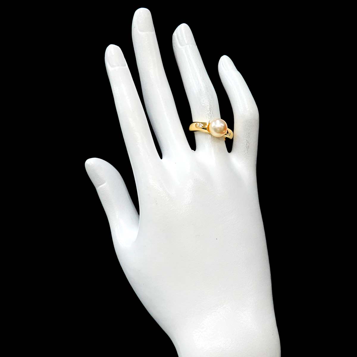 TASAKI Akoya Pearl 8.5mm Diamond 0.04ct Ring 18K YG 750 6.25-6.5(US)