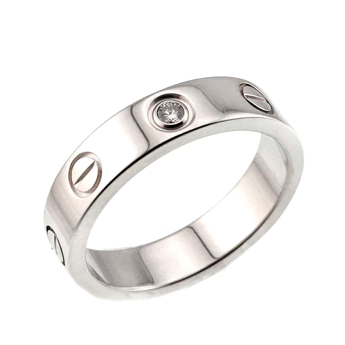 Mini Love Diamond Ring 18K White Gold 750 size47 4(US)