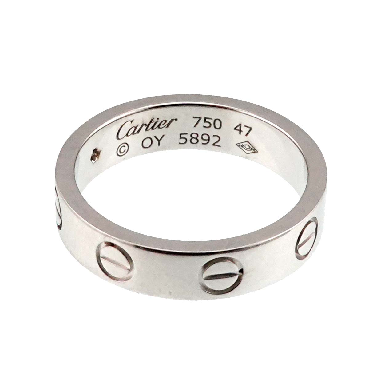 Mini Love Diamond Ring 18K White Gold 750 size47 4(US)