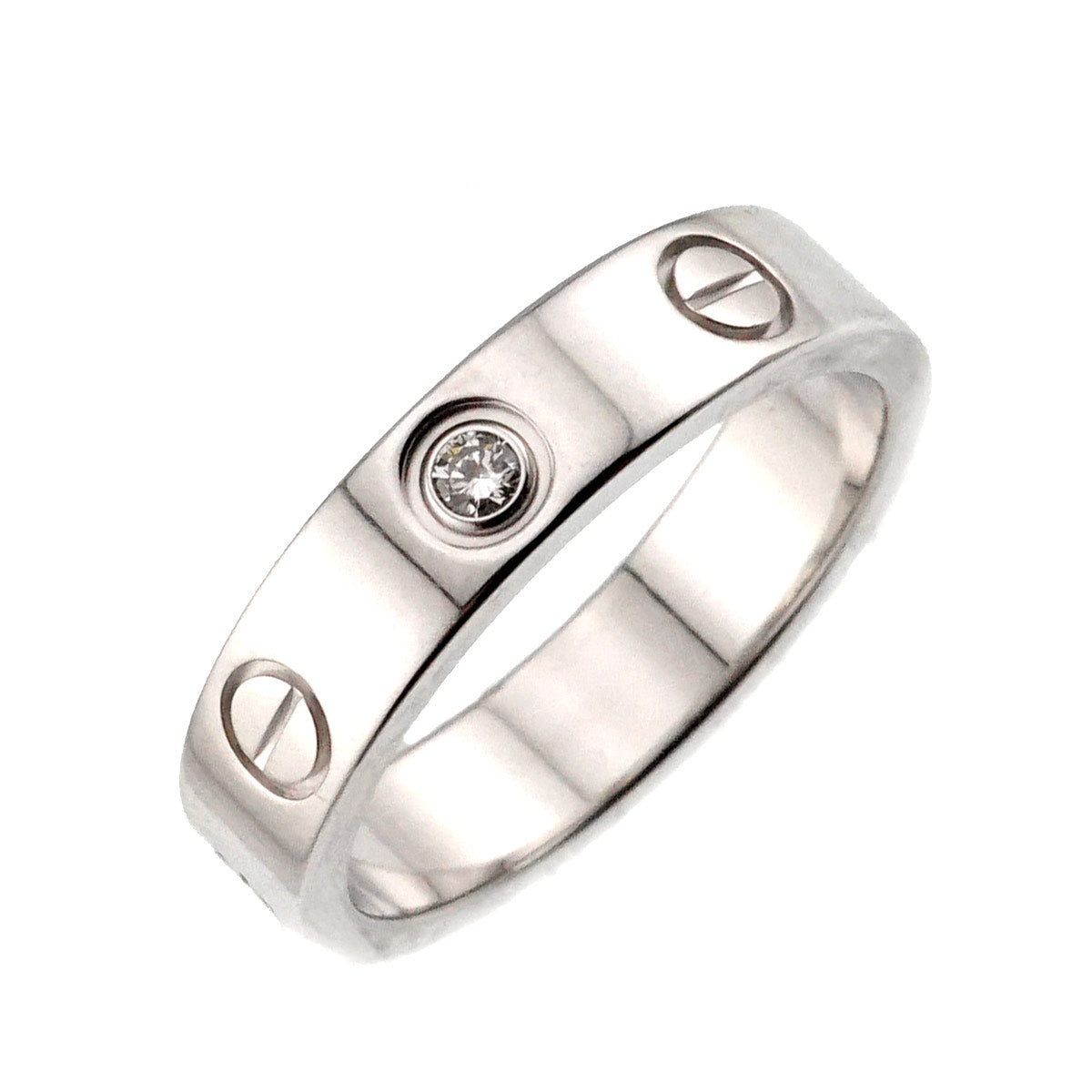 Mini Love Diamond Ring 18K White Gold 750 size47 4(US)