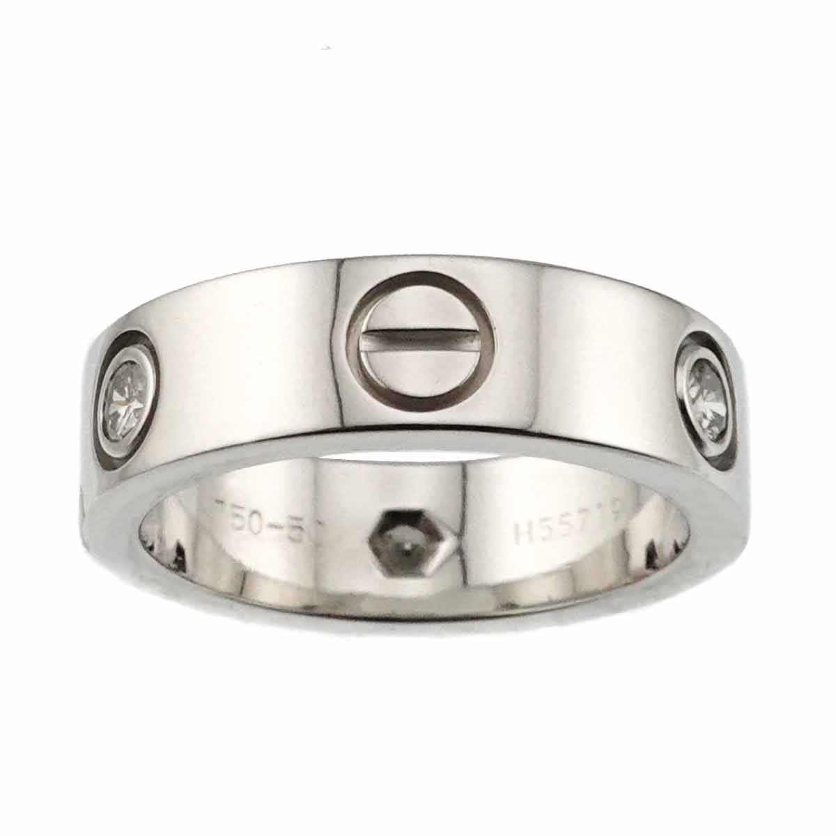 Love Half Diamond Ring 18K White Gold 750 size50 5.25(US)