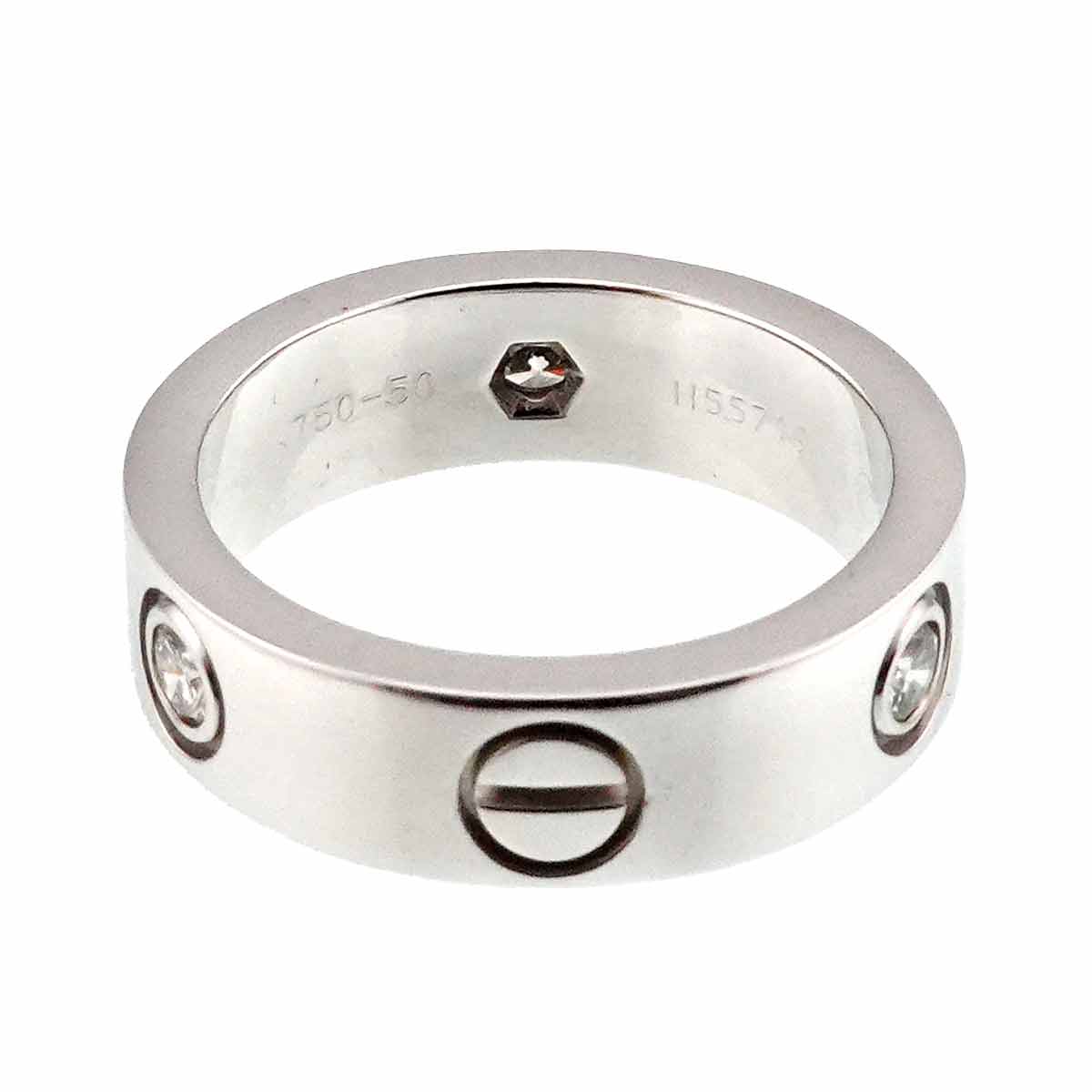 Love Half Diamond Ring 18K White Gold 750 size50 5.25(US)