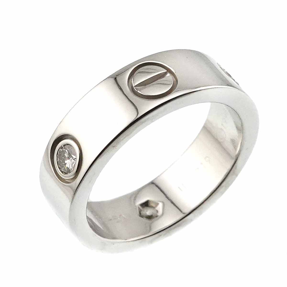 Love Half Diamond Ring 18K White Gold 750 size50 5.25(US)